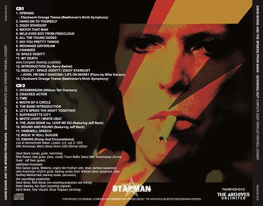 DAVID BOWIE / BOWIEING OUT COMPLETE ZIGGY STARDUST FAREWELL CONCERT 1973 (2CD)