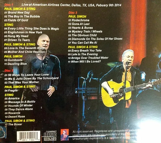PAUL SIMON & STING / ON STAGE TOGETHER IN DALLAS 2014 (3CDR)