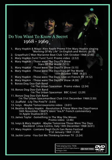 THE BEATLES / DO YOU WANT TO KNOW A SECRET Vol.2 1968 -1969 (1DVDR)