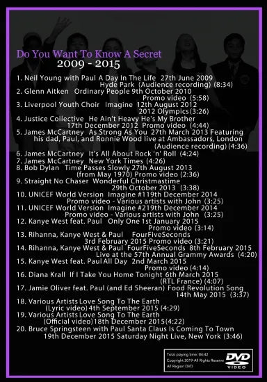 THE BEATLES / DO YOU WANT TO KNOW A SECRET Vol.9 2009 -2015 (1DVDR)