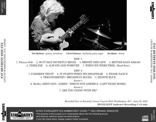 PAT METHENY SIDE EYE / LIVE IN WASHINGTON, D.C. 230626 (2CDR)
