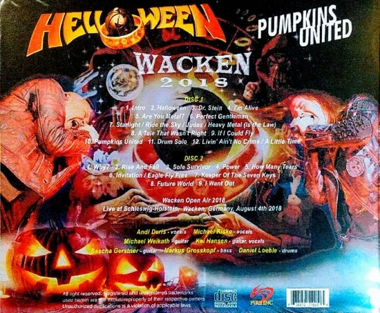 HELLOWEEN PUMPKINS UNITED / WACKEN 2018 STEREO SOUNDBOARD (2CDR)