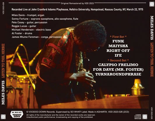MILES DAVIS / LISTEN TO THIS, HERBIE LIVE AT THE PLAYHOUSE 1975 (2CD)