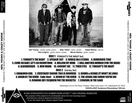 NEIL YOUNG & CRAZY HORSE / TONIGHT'S THE NIGHT LIVE AT THE ROXY 50TH ANNYVERSARY (2CDR)