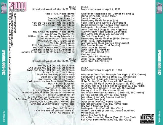 JOHN LENNON / LOST LENNON TAPES EPISODE 009-012 (4CDR)