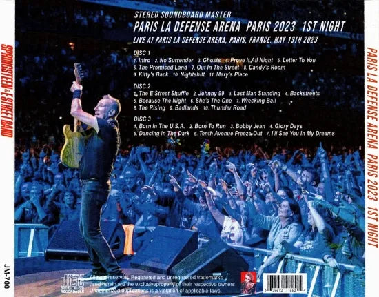 BRUCE SPRINGSTEEN & E STREET BAND / PARIS 2023 1ST NIGHT STEREO SOUNDBOARD (3CDR)