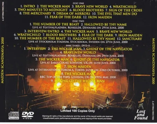 IRON MAIDEN / MAIDEN SCANDINAVIA 2000 SOUNDBOARD (2CDR+1DVDR)