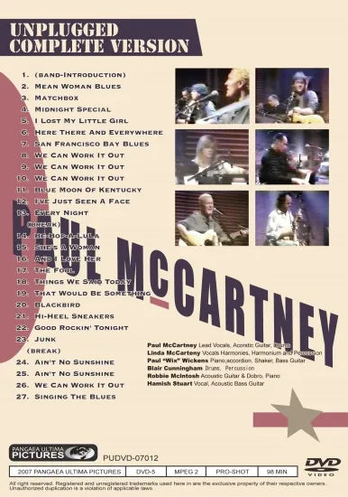 PAUL McCARTNEY / UNPLUGGED COMPLETE VERSION (1DVDR)