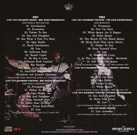 QUEEN / LIVE Masterstroke ARCHIVE 1973/1974 NEW REMIX AI RESTORATION (2CD)