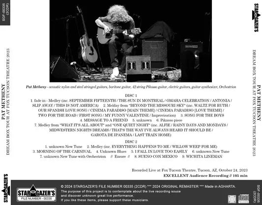PAT METHENY / DREAM BOX TOUR AT FOX TUCSON THEATRE 2023 (2CDR)