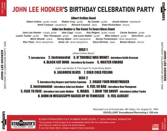 JOHN LEE HOOKER / BIRTHDAY CELEBRATION PARTY 1989 (2CDR)