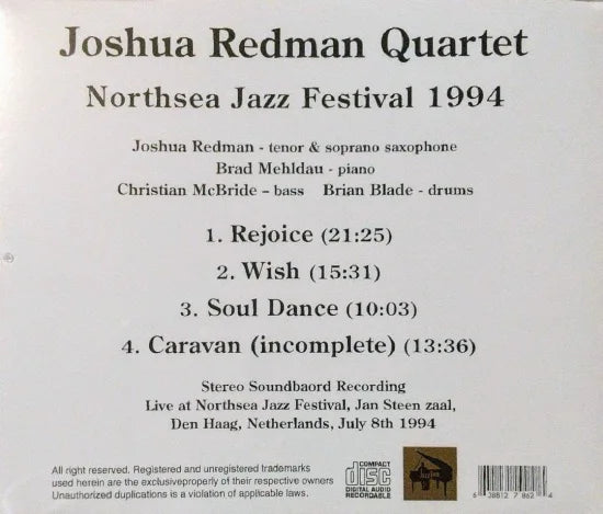 Cuarteto Joshua Redman / Festival de Jazz de Northsea 1994 SONIDO ESTÉREO (1 CD)