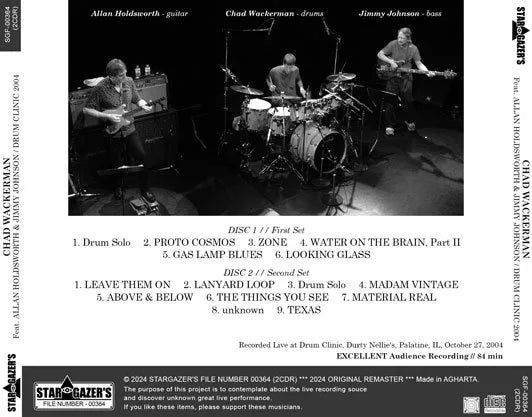 CHAD WACKERMAN FEATURING ALLAN HOLDSWORTH AND JIMMY JOHNSON / DRUM CLINIC 2004 (2CDR)