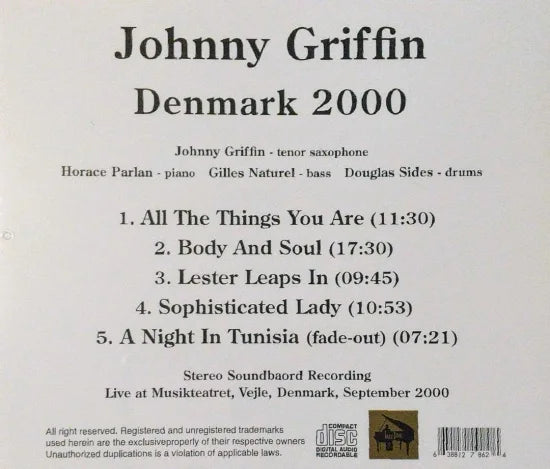Johnny Griffin / Denmark 2000 SOUNDBOARD (1CDR)