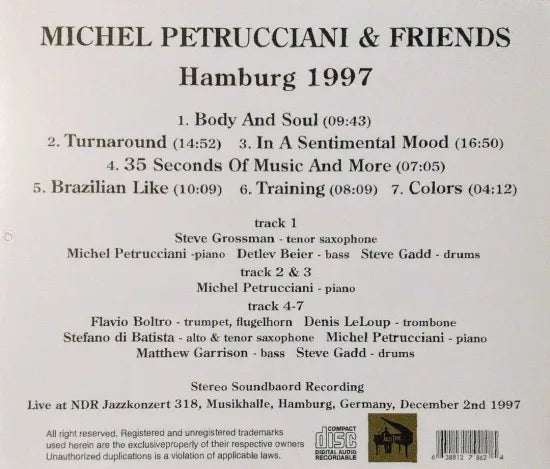 MICHEL PETRUCCIANI & FRIENDS / Hamburgo 1997 CAJA DE SONIDO ESTÉREO (1 CDR)