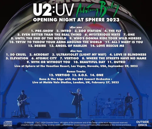 U2 / OPENING NIGHT AT SHERE 2023 MULTIPLE IEM+AUD MASTER EDITION (2CD)