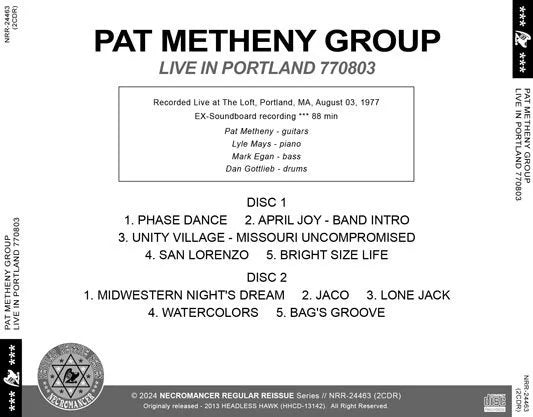GRUPPO PAT METHENY / VIVENTE A PORTLAND 770803 (2CDR)