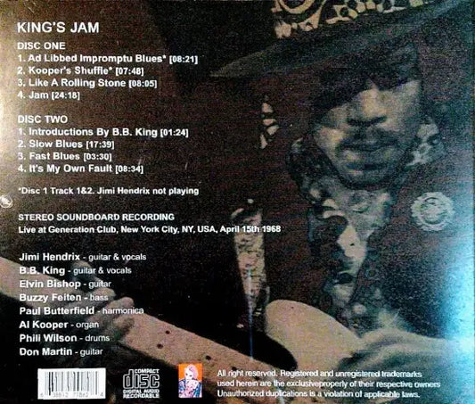 Jimi Hendrix y BB King con Al Kooper, Elvin Bishop, Paul Butterfield Blues Band / King's Jam SOUNDBOARD (2CDR)