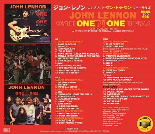 JOHN LENNON / COMPLETE ONE TO ONE REHEARSALS NEW REMASTER EDITION (3CD)