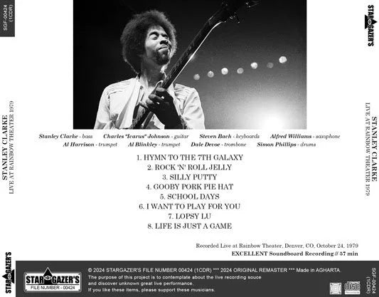 STANLEY CLARKE / DAL VIVO AL RAINBOW THEATER 1979 (1CDR)