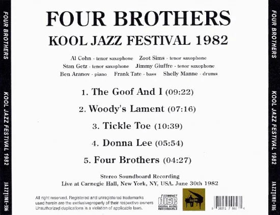 CUATRO HERMANOS / FESTIVAL DE JAZZ KOOL 1982 CAJA DE SONIDO ESTÉREO (1 CDR)