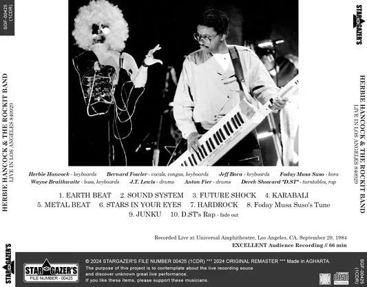 HERBIE HANCOCK AND THE ROCKIT BAND / LIVE IN LOS ANGELES 840929 (1CDR)