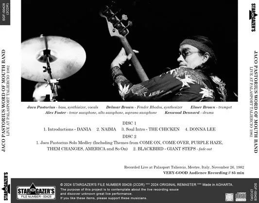 JACO PASTORIUS WORD OF MOUTH BAND / LIVE AT PALASPORT TALIERCIO 1982 (2CDR)