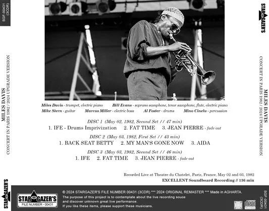 MILES DAVIS / CONCIERTO EN PARÍS 1982 VERSIÓN ACTUALIZADA 2024 (3 CD)