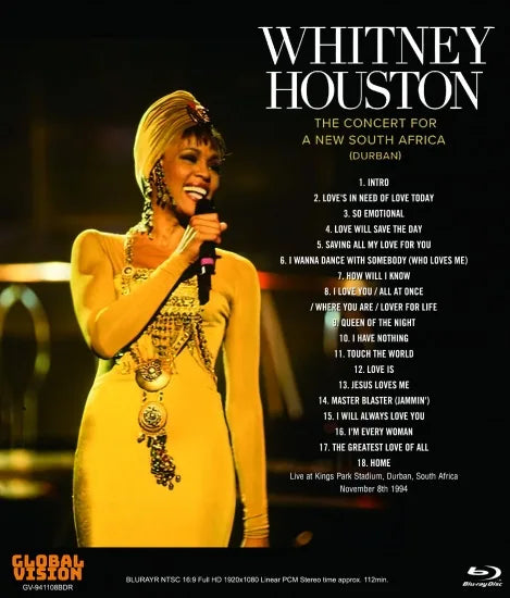 WHITNEY HOUSTON / EL CONCIERTO PARA UNA NUEVA SUDÁFRICA DURBAN 1994 PRO SHOT (1BDR)