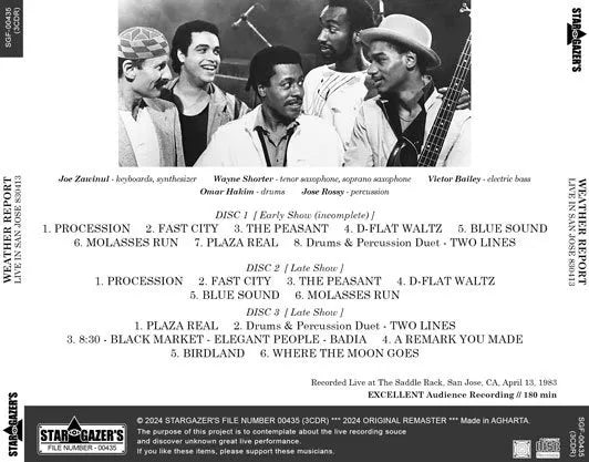 WEATHER REPORT / LIVE IN SAN JOSE 830413 (3CDR)