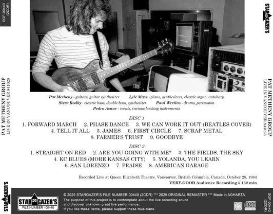 PAT METHENY GROUP / LIVE IN VANCOUVER 841028 (2CDR)