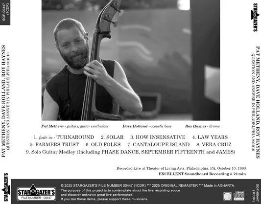 PAT METHENY, DAVE HOLLAND, ROY HAYNES / PREGUNTAS Y RESPUESTAS EN FILADELFIA 901010 (1CDR)