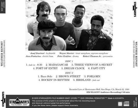 WEATHER REPORT / LIVE IN SAN DIEGO 800302 (2CDR)
