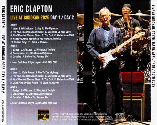 ERIC CLAPTON / EN DIRECTO EN BUDOKAN 2025 DÍA 1 / DÍA 2 (4CDR)
