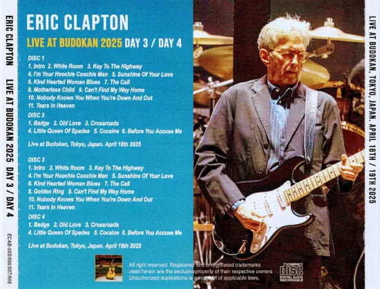 ERIC CLAPTON / LIVE AT BUDOKAN 2025 DAY 3 / DAY 4 (4CDR)