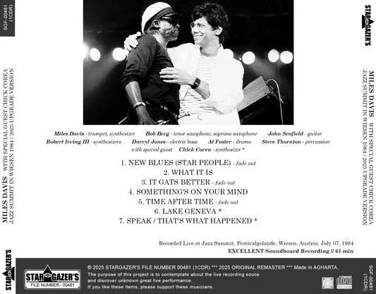 MILES DAVIS / JAZZ SUMMIT IN WIESEN 1984 WITH SPECIAL GUEST CHICK COREA 2025 UPGRADE (1CDR)