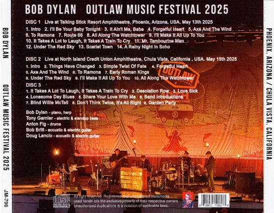 BOB DYLAN / OUTLAW MUSIC FESTIVAL 2025 (3CDR)