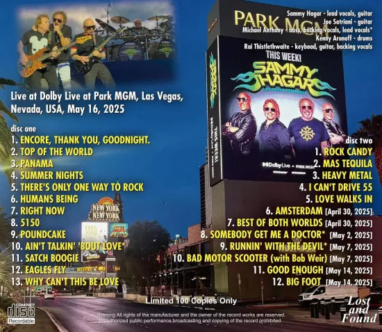 SAMMY HAGAR / 8TH NIGHT IN LAS VEGAS 2025 (2CDR)