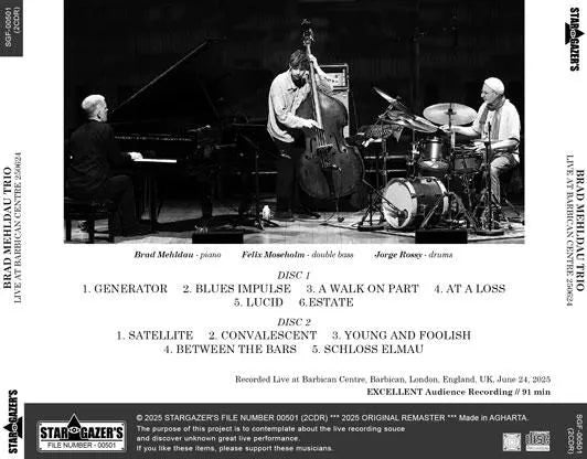 BRAD MEHLDAU TRIO / DAL VIVO AL BARBICAN CENTRE 250624 (2CDR)