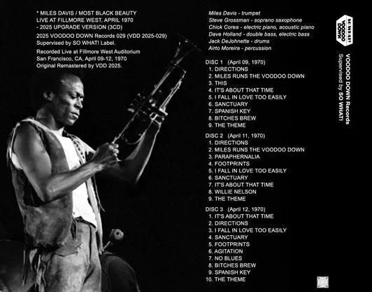 MILES DAVIS / MOST BLACK BEAUTY / LIVE AT FILLMORE WEST, APRIL 1970 2025 UPGRADE (3CD)