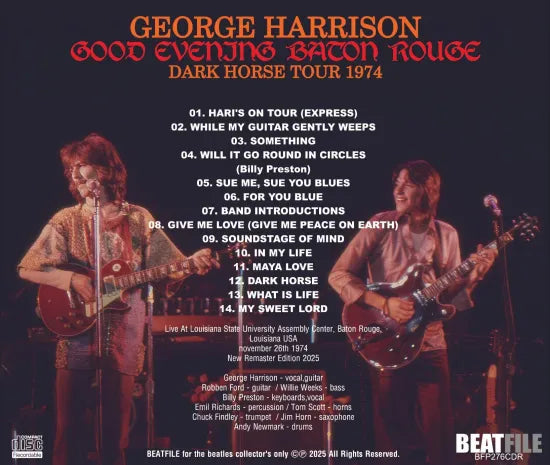 GEORGE HARRISON / GOOD EVENING BATON ROUGE DARK HORSE TOUR 1974 (1CDR)