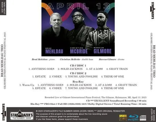 TRÍO BRAD MEHLDAU / FESTIVAL INTERNACIONAL DE PIANO DE GILMORE 2025 (2CDR+1BDR)