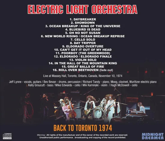 ELECTRIC LIGHT OECHESTRA / BACK TO TORONTO 1974 (1CDR)