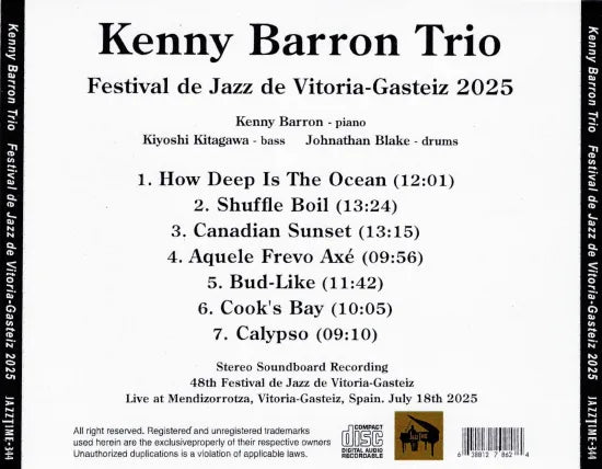 Kenny Barron Trio / Festival de Jazz de Vitoria-Gasteiz 2025 STEREO SOUNDBOARD (1CDR)