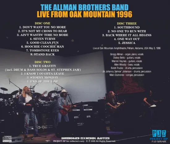 THE ALLMAN BROTHERS BAND / LIVE FROM OAK MOUNTAIN 1996 SOUNDBOARD (3CDR)