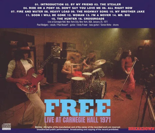 FREE / LIVE AT CARNEGIE HALL 1971 (1CDR)