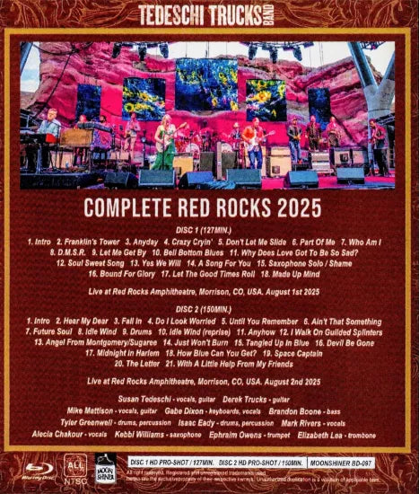 TEDESCHI TRUCKS BAND / RED ROCKS 2025 PRO SHOT COMPLETO (2 HABITACIONES)
