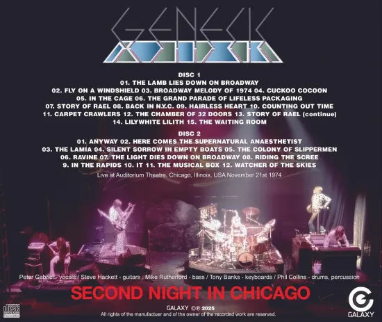GENESIS / SECOND NIGHT IN CHICAGO THE LAMB LIES DOWN ON  BROADWAY TOUR 1974 (2CDR)