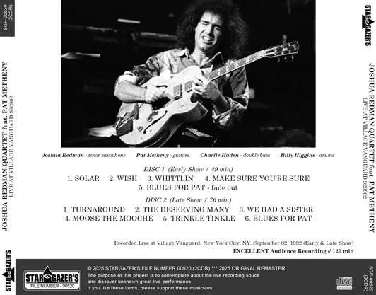 JOSHUA REDMAN QUARTET FEATURING PAT METHENY / LIVE AT VILLAGE VANGUARD 920902 (2CDR)