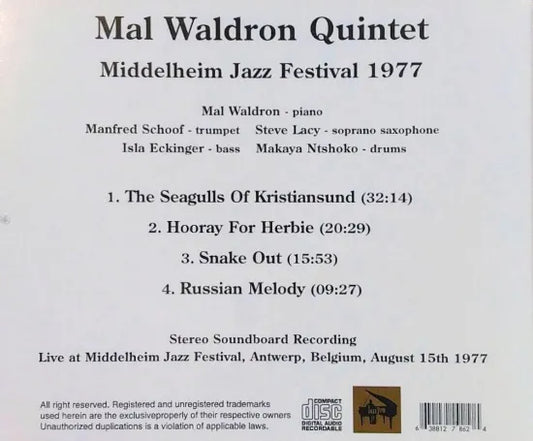 Mal Waldron Quintet / Middelheim Jazz Festival 1977 (1CDR)